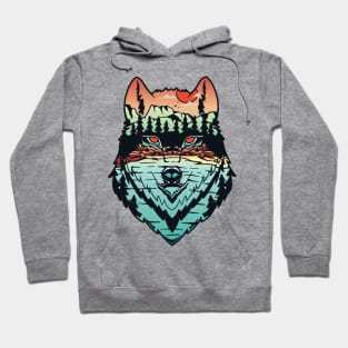 Colorfull wolf head forest Hoodie
